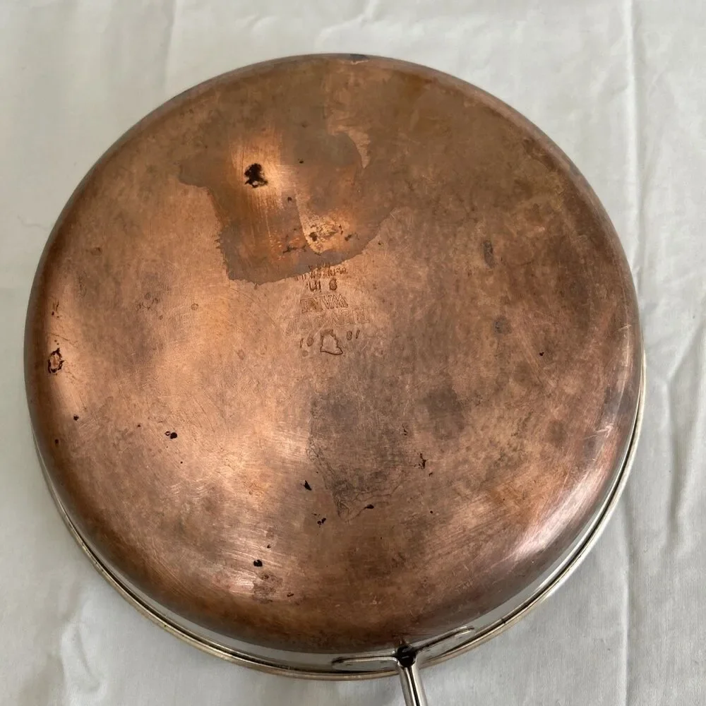 Vintage Revere Ware 9 inch Skillet Fry Pan Copper Clad 1801 Clinton
